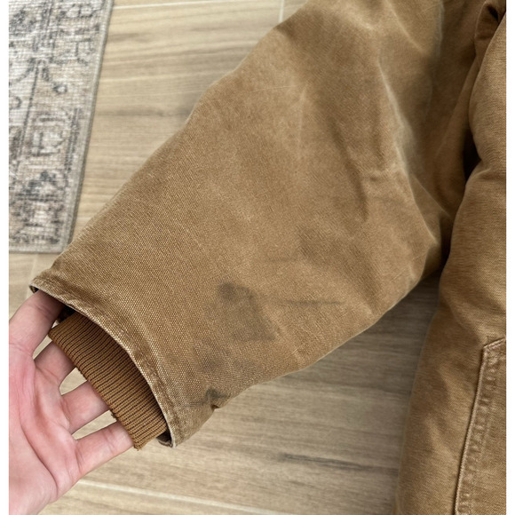 Carhartt Jacket Mens XL Beige Duck Canvas Corduroy Collar Faded C26 211 Work - Picture 4 of 10